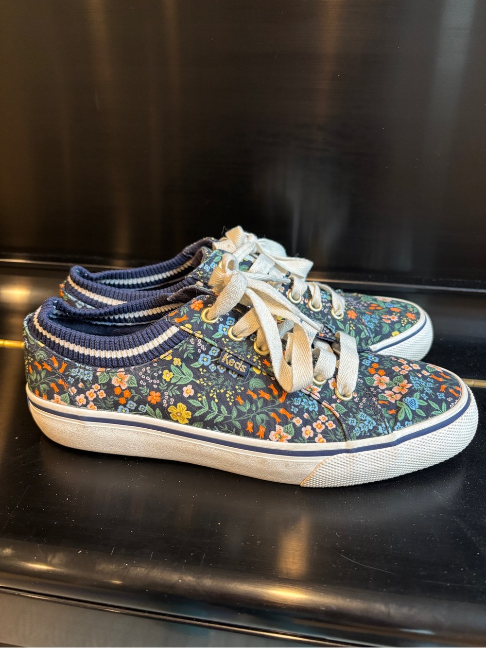 Rifle Paper Co. Navy Floral Low-Top Lace-Up Sneakers - Picture 3 of 3